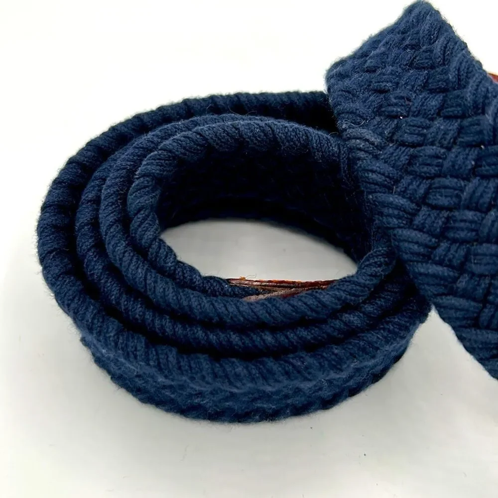 Men's Navy and Brown Woven Belt